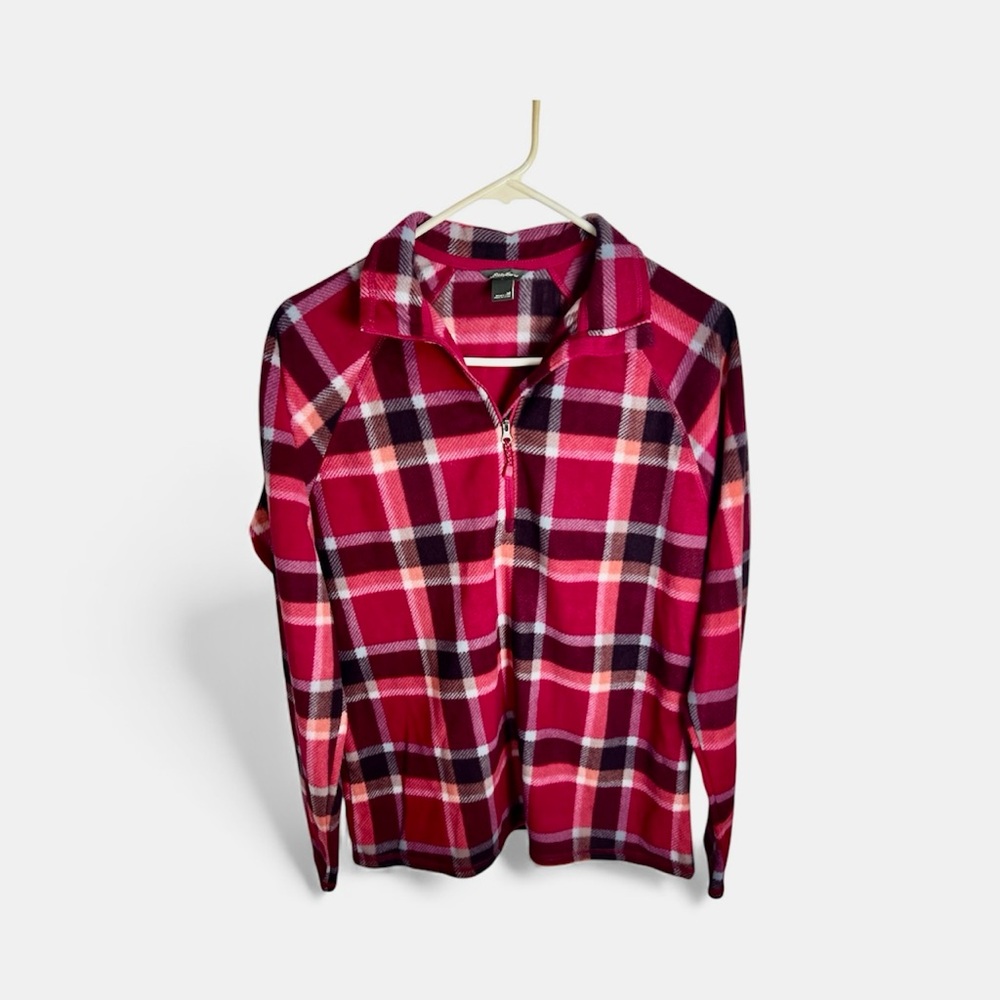 Eddie Bauer Pink and Red Plaid Fleece